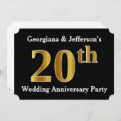 Invitation Fête d'anniversaire de mariage de 20 ans avec un f (Devant / Derrière)