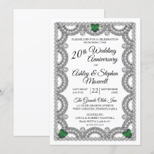 Invitation Fête d'anniversaire de mariage de 20 ans Émeraude