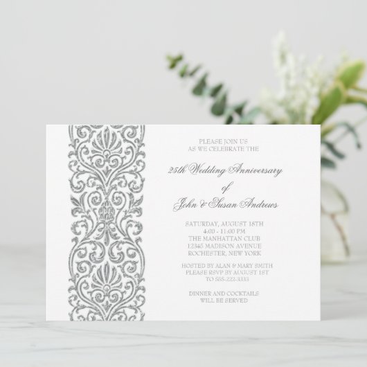 Invitation Fête d'anniversaire de mariage de 25 ans à bordure (Debout devant)