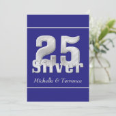 Invitation Fête d'anniversaire de mariage de 25 ans Argent su (Debout devant)