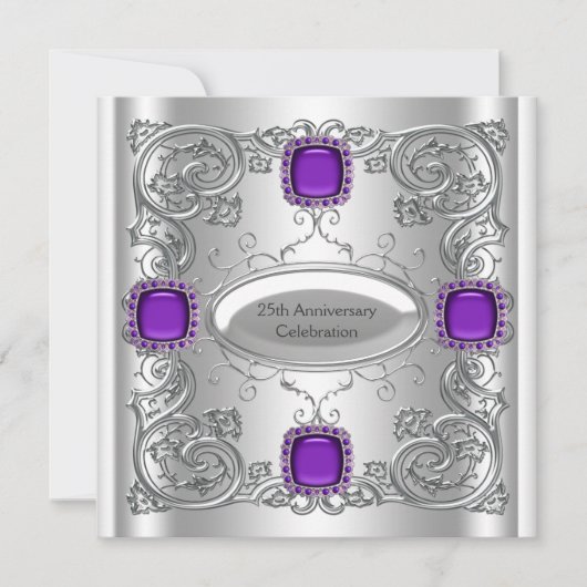 Invitation Fête d'anniversaire de mariage de 25 ans argent vi (Devant)