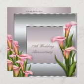 Invitation Fête d'anniversaire de mariage de 25 ans Calla Lil (Devant / Derrière)