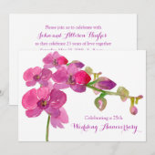 Invitation Fête d'anniversaire de mariage de 25 ans Orchidée (Devant / Derrière)