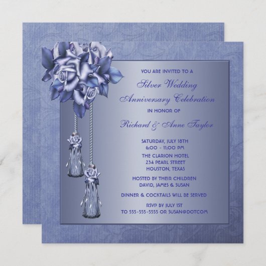 Invitation Fête d'anniversaire de mariage de 25 ans Purple Ro (Devant / Derrière)