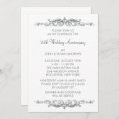 Invitation Fête d'anniversaire de mariage de 25 ans Silver Sw (Devant / Derrière)