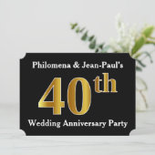 Invitation Fête d'anniversaire de mariage de 40 ans au look o (Debout devant)