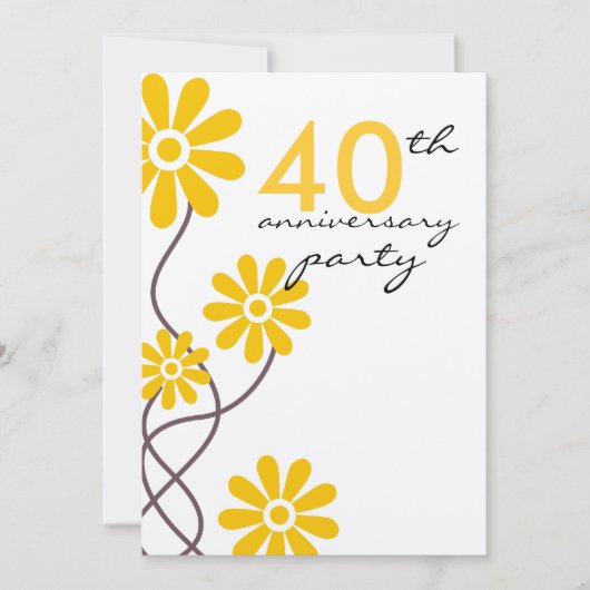 Invitation Fête d'anniversaire de mariage de 40 ans de fleurs (Devant)