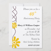 Invitation Fête d'anniversaire de mariage de 40 ans de fleurs (Dos)