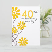 Invitation Fête d'anniversaire de mariage de 40 ans de fleurs (Debout devant)