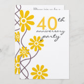 Invitation Fête d'anniversaire de mariage de 40 ans de fleurs (Devant / Derrière)