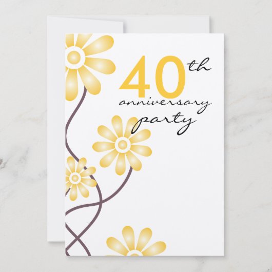 Invitation Fête d'anniversaire de mariage de 40 ans de fleurs (Devant)
