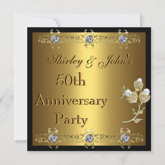 Invitation fête d'anniversaire de mariage de 50 an (Devant)