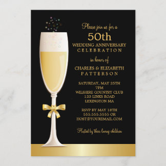 Invitation Fête d'anniversaire de mariage de 50 ans au champa