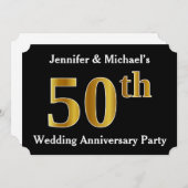 Invitation Fête d'anniversaire de mariage de 50 ans au look o (Devant / Derrière)