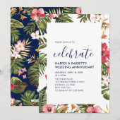 Invitation Fête d'anniversaire de mariage de 50 ans aux fleur (Devant / Derrière)
