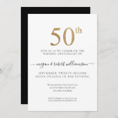 Invitation Fête d'anniversaire de mariage de 50 ans avec pail (Devant / Derrière)