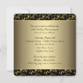 Invitation Fête d'anniversaire de mariage de 50 ans Black Gol (Dos)