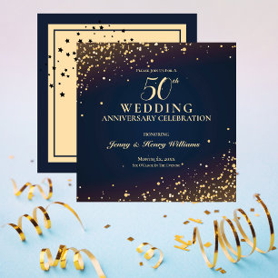 Invitation Fête d'anniversaire de mariage de 50 ans en or