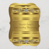 Invitation Fête d'anniversaire de mariage de 50 ans en or pur (Devant / Derrière)
