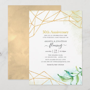 Invitation Fête d'anniversaire de mariage de 50 ans Geometric
