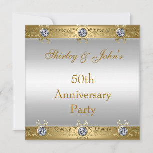 Invitation Fête d'anniversaire de mariage de 50 ans or blanc