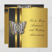 Invitation Fête d'anniversaire de mariage de 50 ans Papillon  (Devant / Derrière)