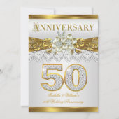 Invitation Fête d'anniversaire de mariage de 50 ans perle bla (Devant)