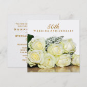 Invitation Fête d'anniversaire de mariage de 50 ans Roses bla (Devant / Derrière)