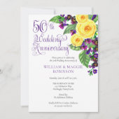 Invitation Fête d'anniversaire de mariage de 50 ans Roses jau (Devant)