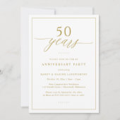 Invitation Fête d'anniversaire de mariage de 50 ans Script Go (Devant)