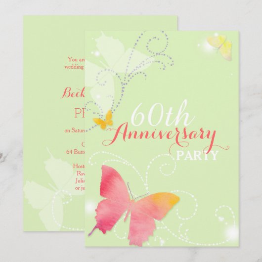 Invitation Fête d'anniversaire de mariage de 60 ans Chic Papi (Devant / Derrière)