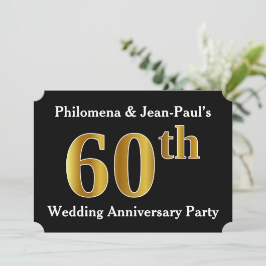Invitation Fête d'anniversaire de mariage de 60 ans de style (Debout devant)