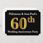 Invitation Fête d'anniversaire de mariage de 60 ans de style (Devant / Derrière)