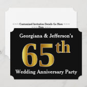 Invitation Fête d'anniversaire de mariage de 65 ans avec appa (Devant / Derrière)