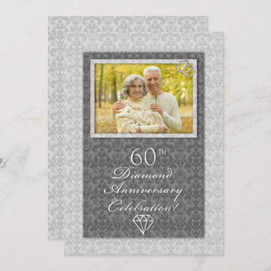 Invitation Fête d'anniversaire de mariage de diamant 60 ans (Devant / Derrière)