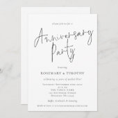 Invitation Fête d'anniversaire de mariage de script minimalis (Devant / Derrière)