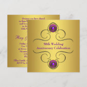 Invitation Fête d'anniversaire de mariage des 50 ans Or Foncé (Devant / Derrière)
