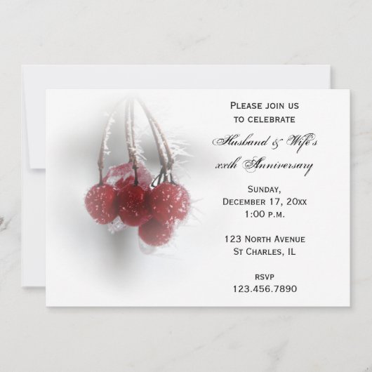Invitation Fête d'anniversaire de mariage d'hiver avec des ba (Devant)
