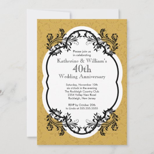 Invitation Fête d'anniversaire de mariage élégant vintage (Devant)