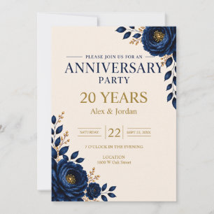 Invitation Fête d'anniversaire de mariage élégante aux fleurs