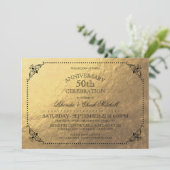 Invitation Fête d'anniversaire de mariage élégante en or (Debout devant)