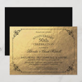 Invitation Fête d'anniversaire de mariage élégante en or (Devant / Derrière)