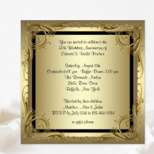 Invitation Fête d'anniversaire de mariage élégante en or 50 a