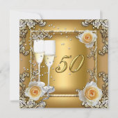 Invitation Fête d'anniversaire de mariage élégante en or 50 a (Devant)