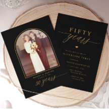 Fête d'anniversaire de mariage élégante noire et o