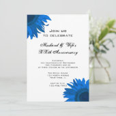 Invitation Fête d'anniversaire de mariage Fleur Pop Art Bleue (Debout devant)