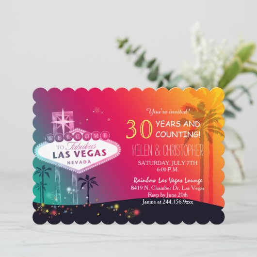 Invitation Fête d'anniversaire de mariage glamour à Las Vegas (Debout devant)