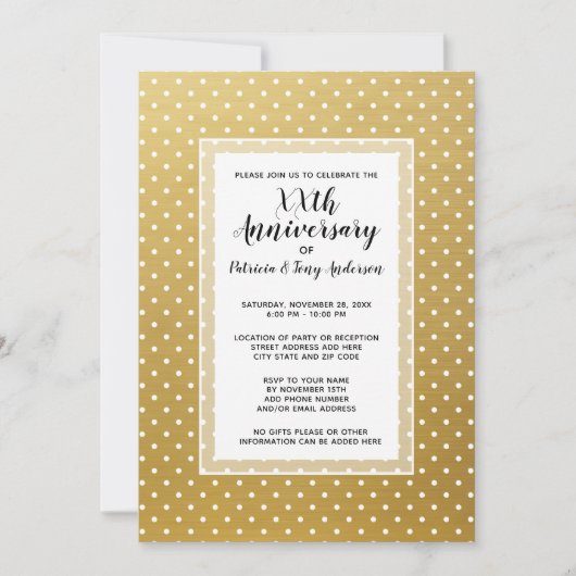 Invitation Fête d'anniversaire de mariage Moderne Polka 50ème (Devant)