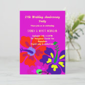 Invitation Fête d'anniversaire de mariage motif d'hibiscus au (Debout devant)