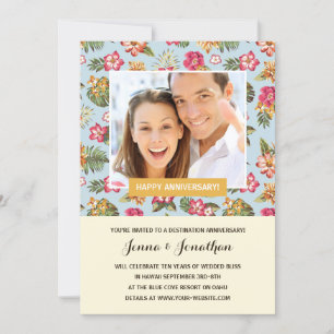 Invitation Fête d'anniversaire de mariage Photo Luau Tropical